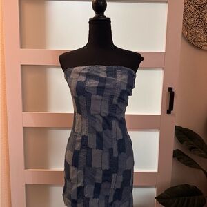 Wild Fable Blue Patchwork Mini Dress